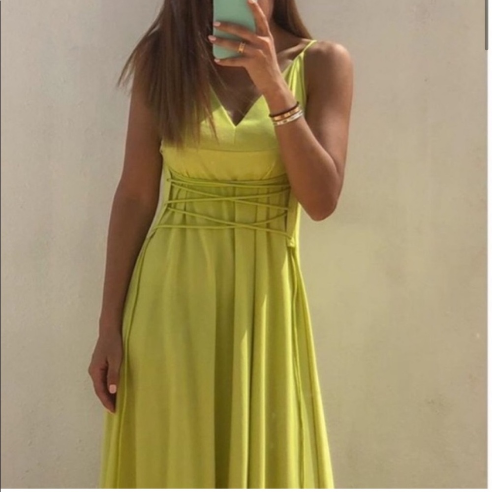 NWT ZARA GREEN MIDI DRESS - Picture 1 of 6